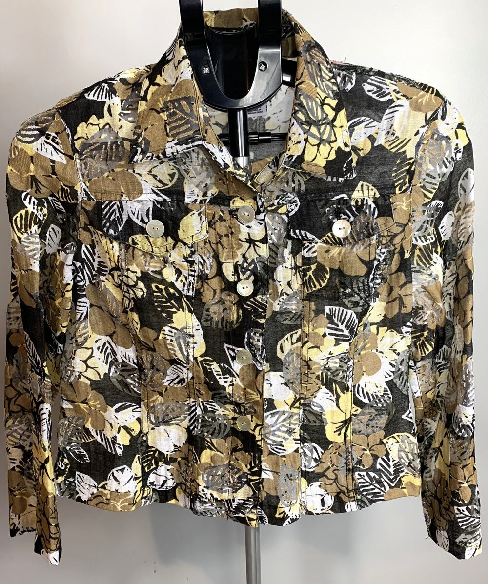 Ruby Rd Favorites lightweight button-down jacket 6 petite Black, Yellow
